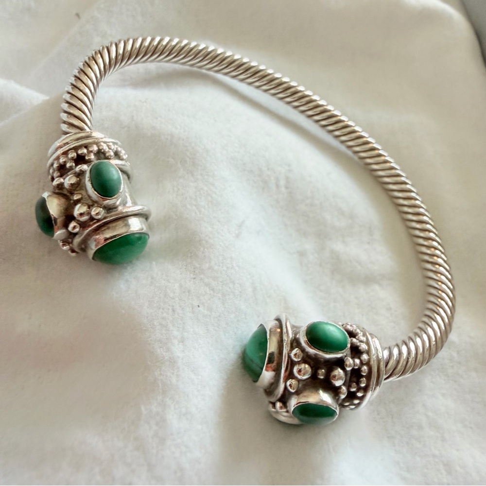 Solid Sterling Silver Twisted Cable Cuff Bracelet… - image 6